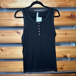 Black Ribbed Zenana Tank Top Women's Size Large | Ribbed Top | Women's Top